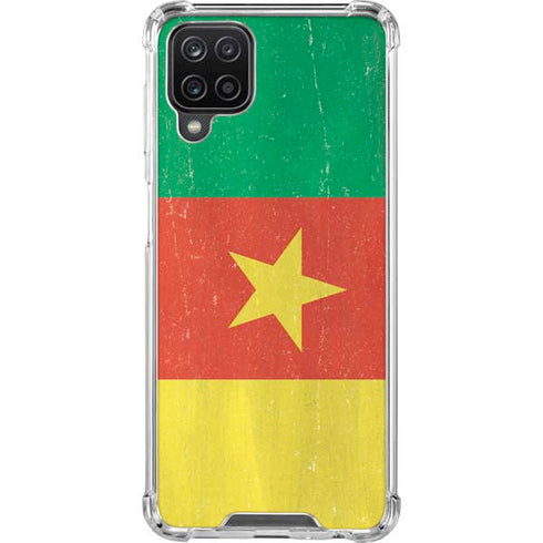 Cameroon Flag Distressed Galaxy A12 Clear Case